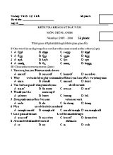 Đề và đáp án khảo sát đầu năm Tiếng anh lớp 8 - Năm học 2015-2016 - Trường THCS Cự Khê